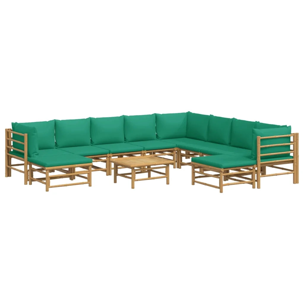 Set Salotto da Giardino 11pz con Cuscini Verdi BambÃ¹cod mxl 76295