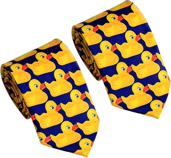 Due paia di calze da uomo divertenti - cravatta gialla oca per uomo - cravatta satin unisex con oche - cravatta da costume per festa