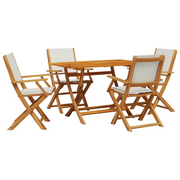 Set Pranzo da Giardino 5pz | Set Salotto da Giardino Crema in Tessuto e Legno Massello