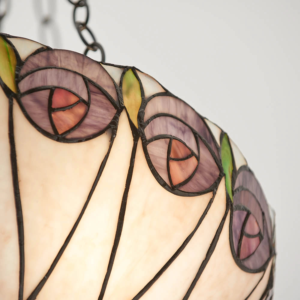 Lampada a sospensione Tiffany Hutchinson rose vetro 3xE27