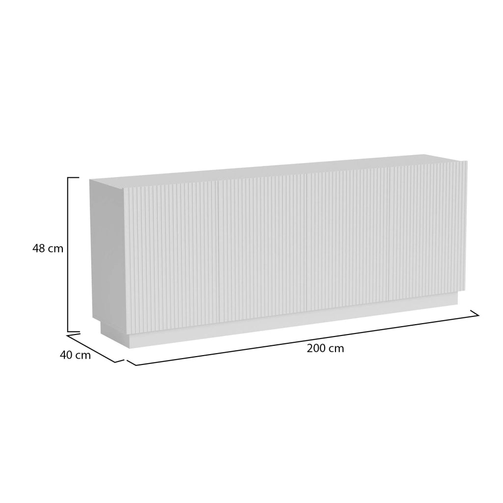 Madia Masainas, Credenza 4 Ripiani, 200x40x48h cm Bianco
