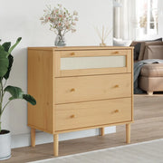 Cassettiera SENJA Aspetto Rattan Marrone 80x40x80 cm Legno Pino 358022