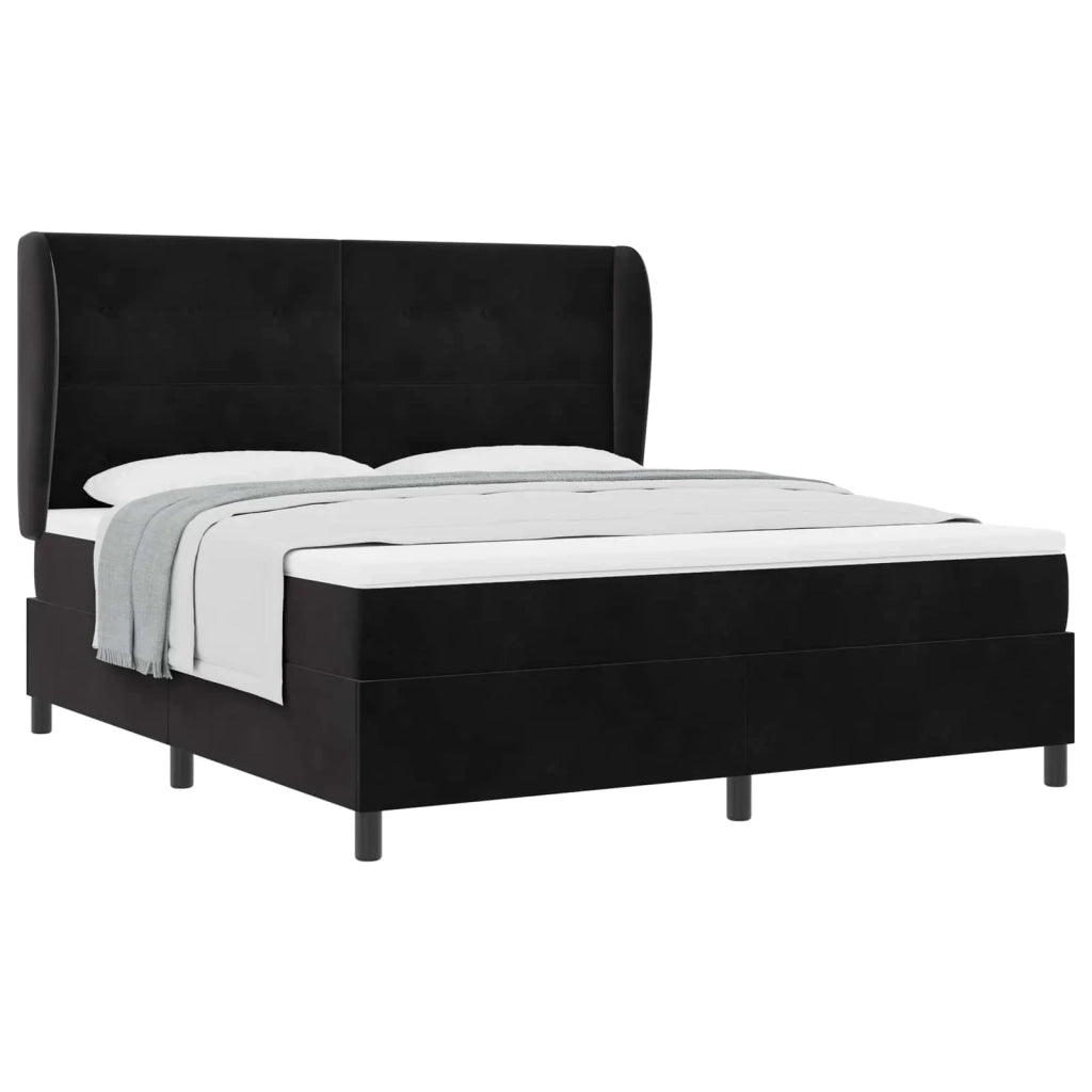 Letto a molle con materasso Nero 200 x 180 cm Velluto 3340942