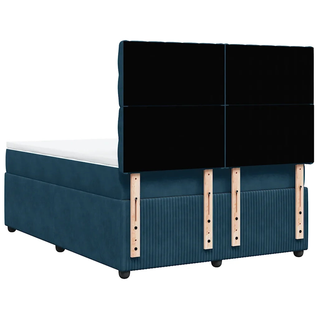 vidaXL Giroletto a Molle con Materasso Blu 140x200 cm in Velluto