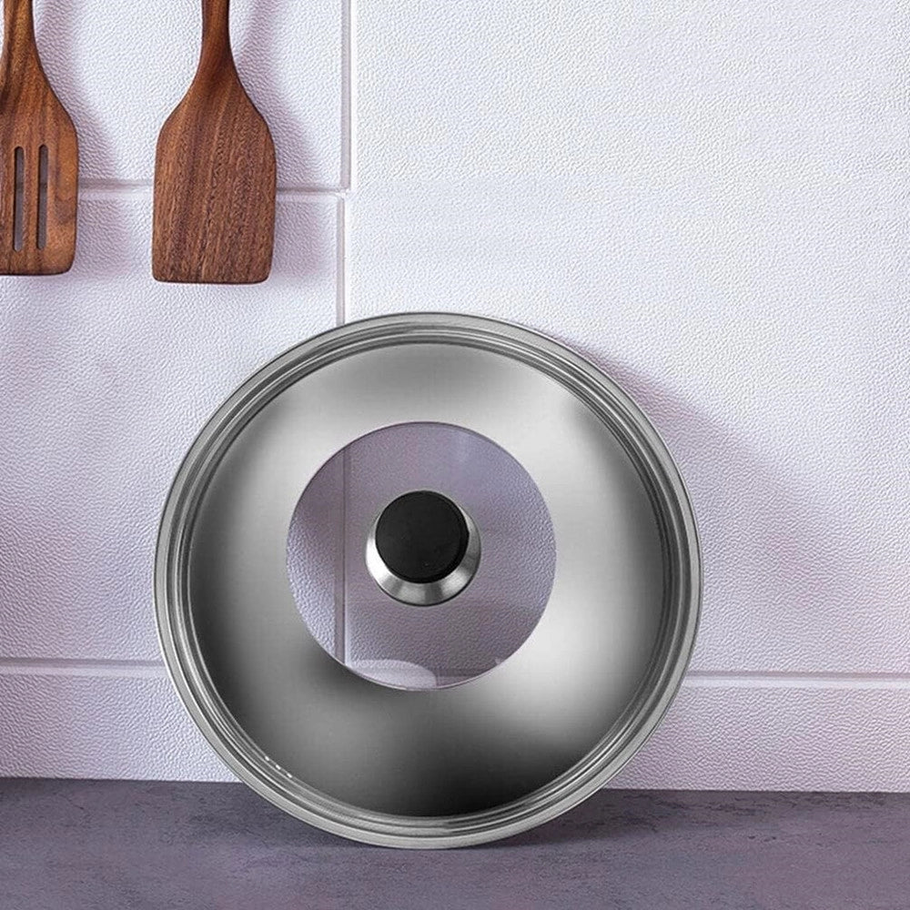 Trade Shop - Pomello Manopola Di Ricambio Per Coperchio Pentole Padelle ø6.5 Cm Nero Argento 607414 -