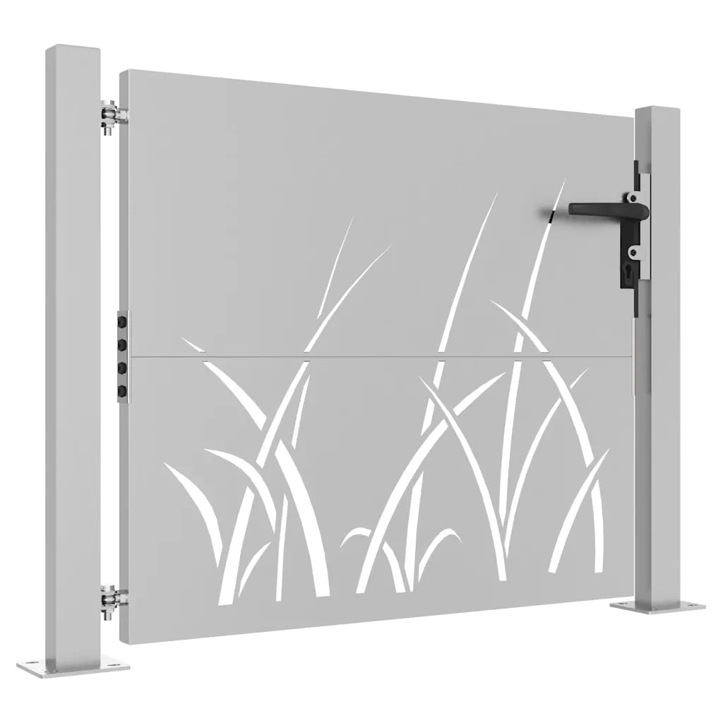 Cancello da giardino 100x75 cm in acciaio Corten con design erba 153226