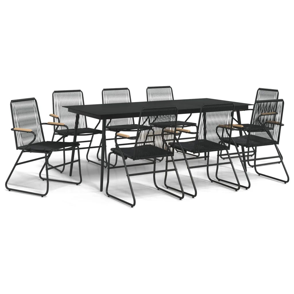 Set da Pranzo da Giardino 9 pz Nero in Rattan PVCcod mxl 120411