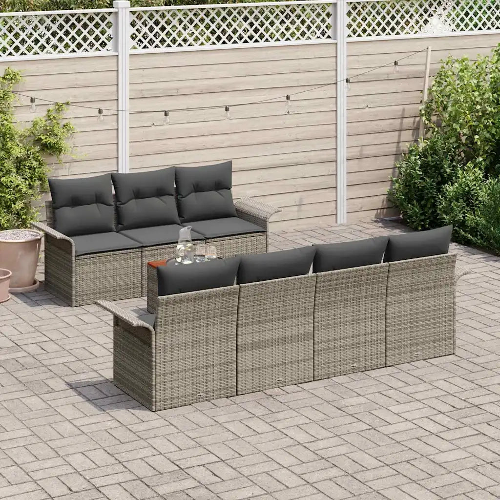 Set Divano da Giardino con cuscino 8 pcs Grigio polyrattan 3347286