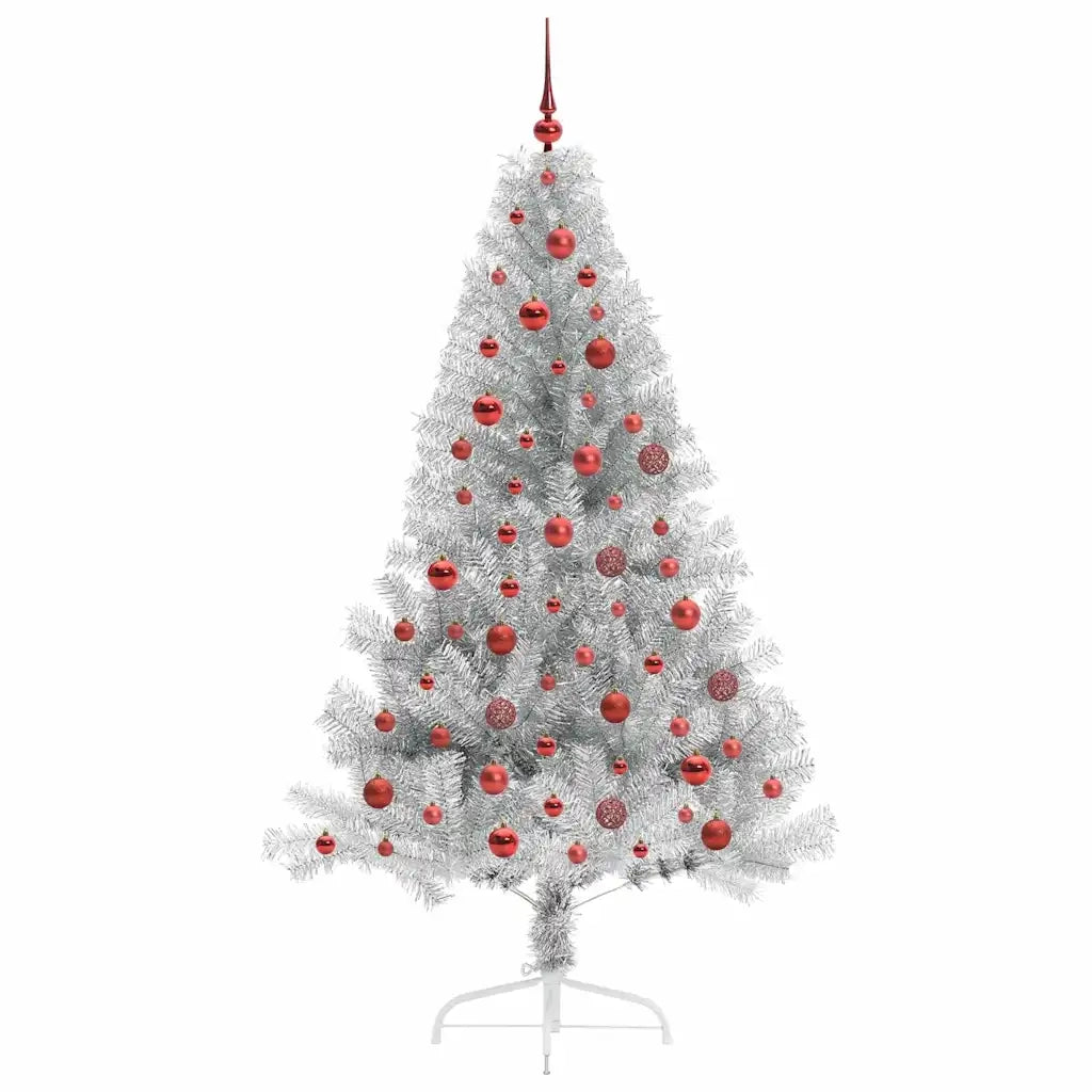 Albero di Natale artificiale con luci integrate Argento 180 cm 3397206