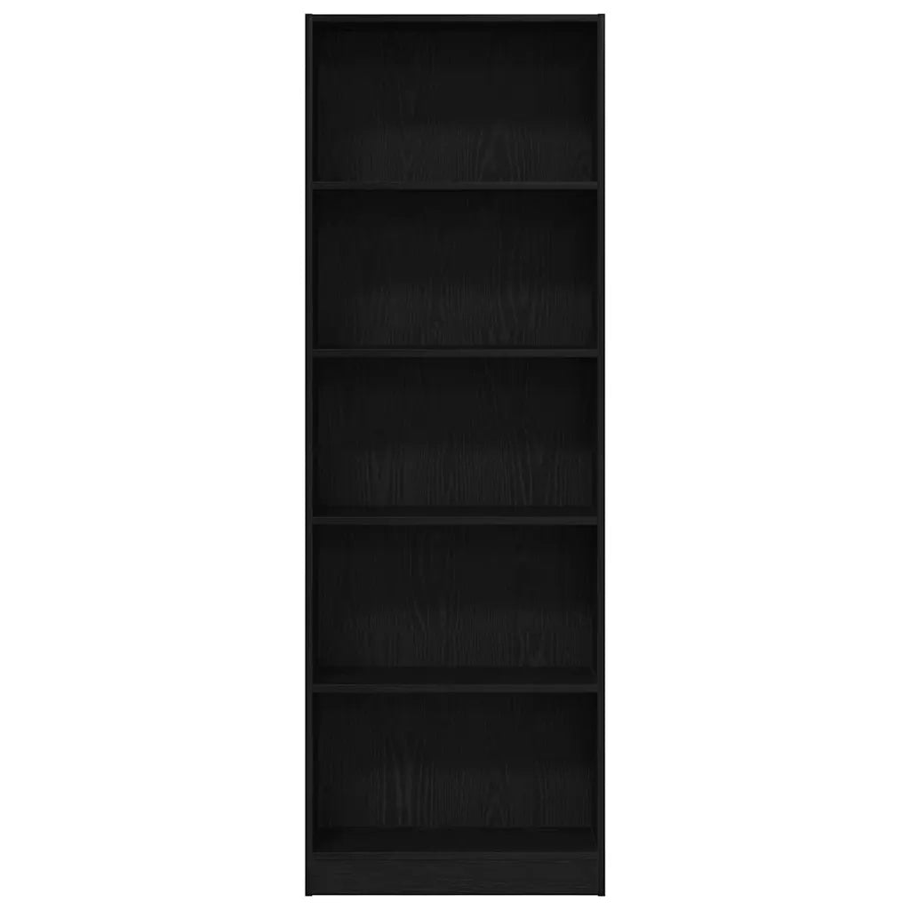 Libreria-Scaffale per Libri-Mobile di Stoccaggio Rovere Nero 60 x 24 x 176 cm Legno multistrato