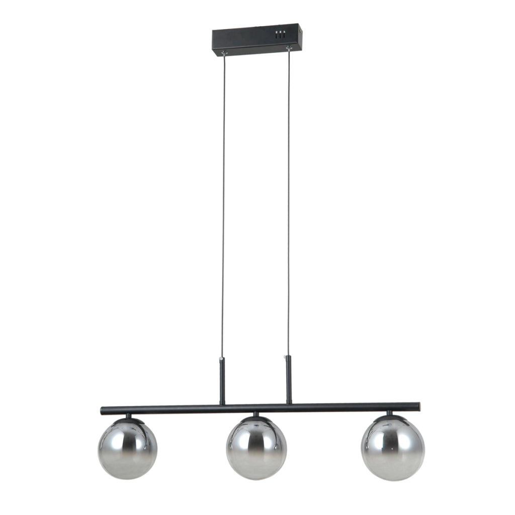 Lampada sospensione moderna nera sfere fumé LED 15W