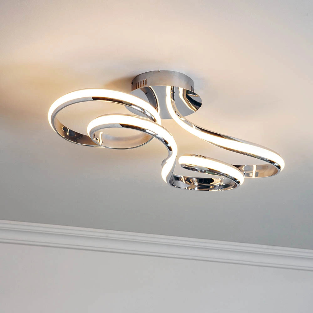 Plafoniera LED anello cromata 42W dimmerabile Endon Aria