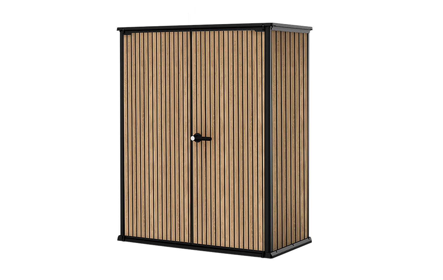 Armadio Porta Attrezzi da Esterno 140x73,6x170,4 cm Keter Signature Vertical Shed in Resina Effetto Legno Noce