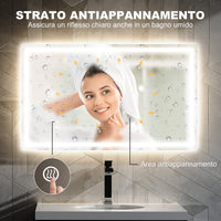 Specchio per Bagno con Luci LED a 3 Tonalità 100x3x60 cm Antiappannamento e Strato Antiurto