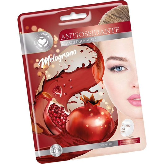 Trade Shop - Maschera Viso Al Melograno In Tessuto Antiossidante Per Cura Pelle Facile Applicazione -
