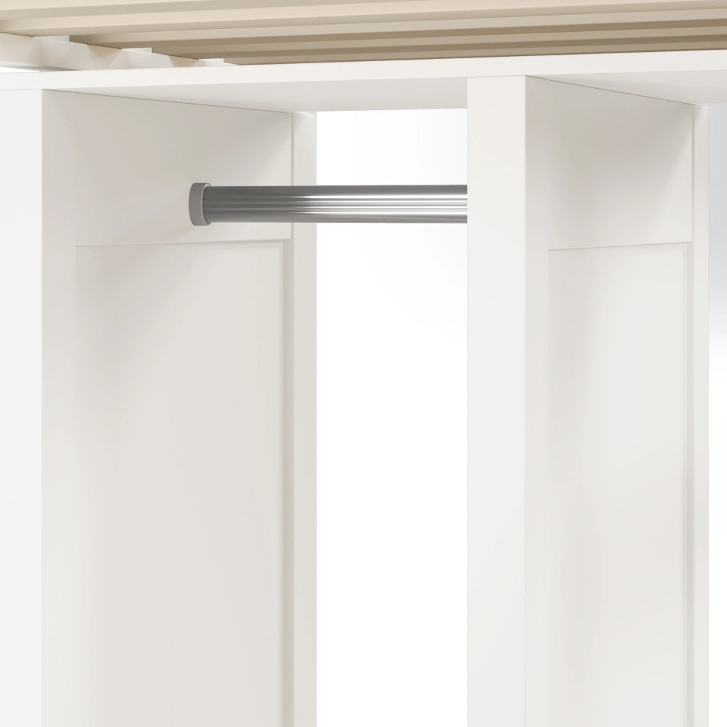 OKWISH Letto a Soppalco 90×200 cm, Letto Singolo con Scrivania, Lavagna e Armadio Aperto, senza Materasso, in Legno, Bianco