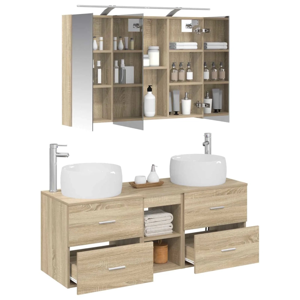 Set di mobili per il bagno 4 pcs Rovere Sonoma 3407017