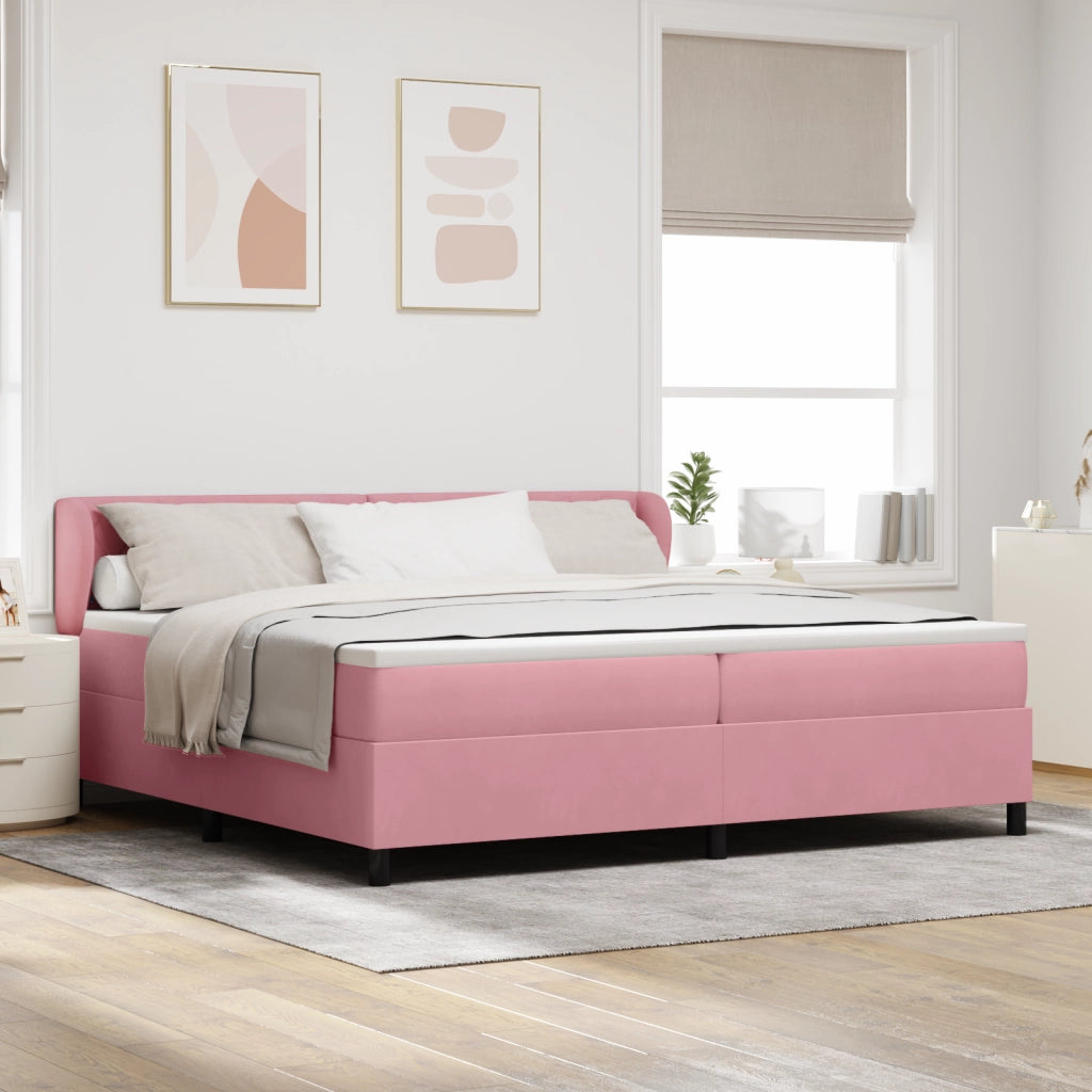 Letto Box Spring con Materasso Rosa 200x200 cm Velluto
