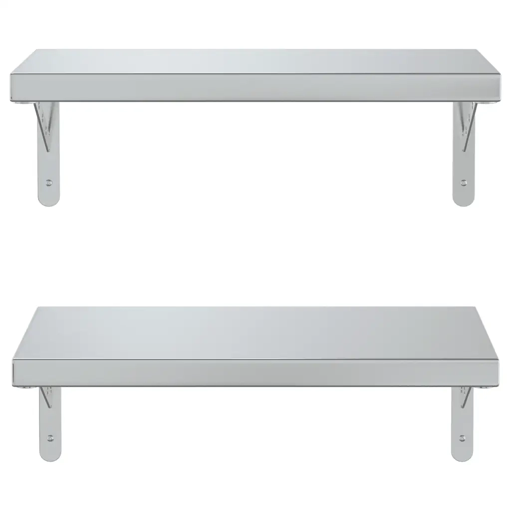 Mensole a Muro 2 pz 50x23,5 cm Argento in Acciaio Inossidabile 3214510