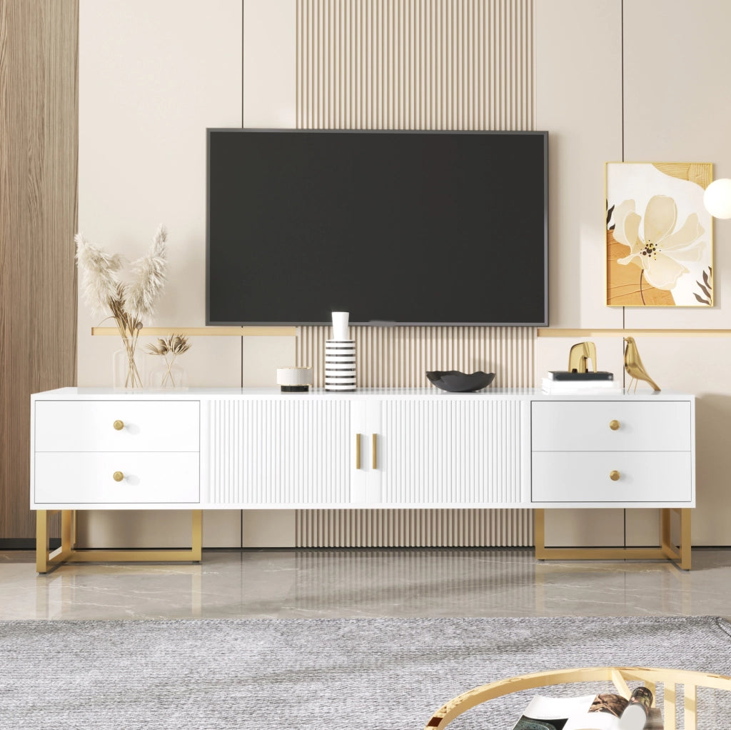 Mobile TV moderno 175 cm con 4 cassetti e 2 ante bianco