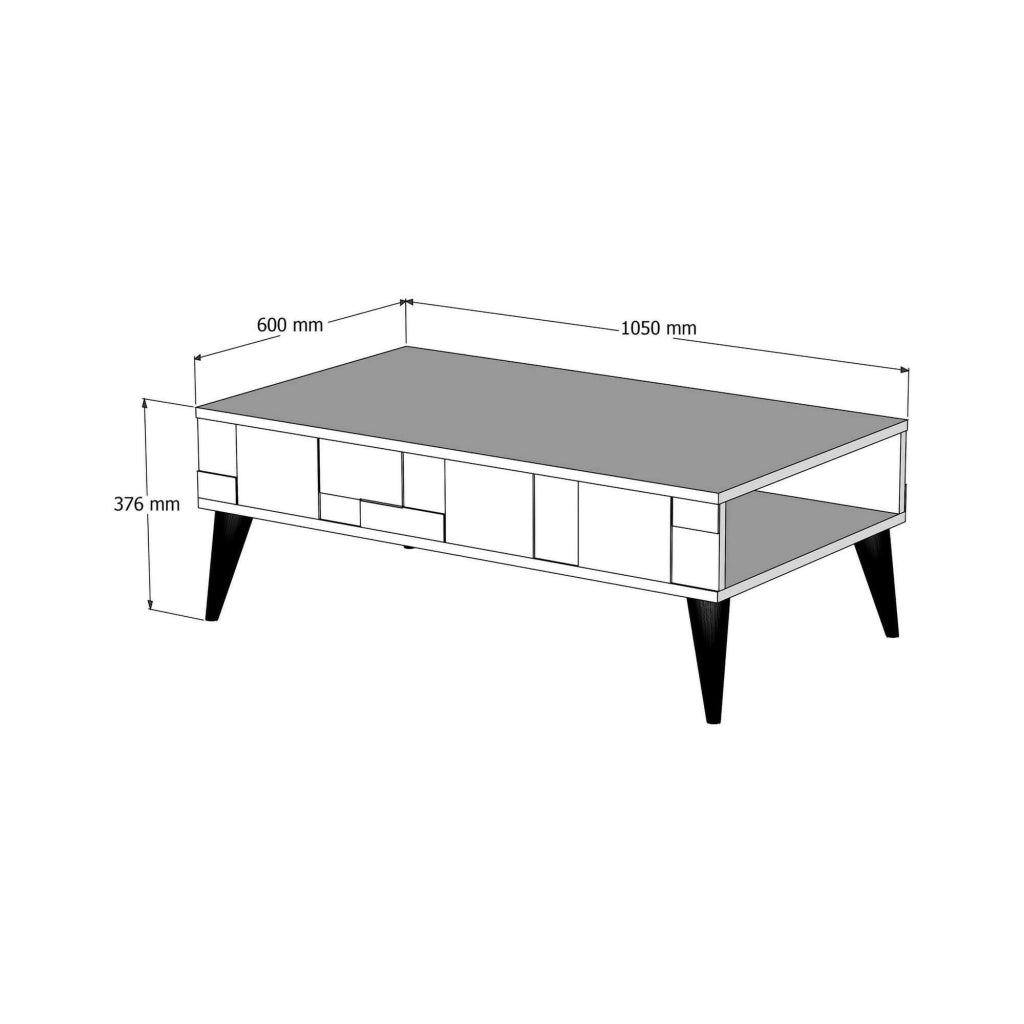 Tavolino da salotto Yang, Tavolo basso da caffè, Portariviste per divano, Ripiano da soggiorno, 105x60h38 cm, Noce e Antracite