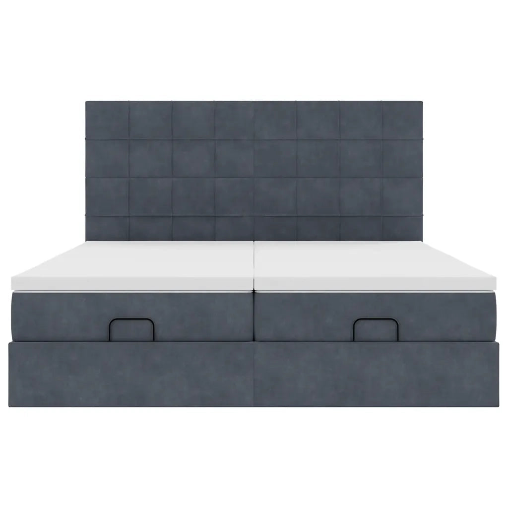 Struttura Letto Pouf con Materassi 200x200 cm Velluto