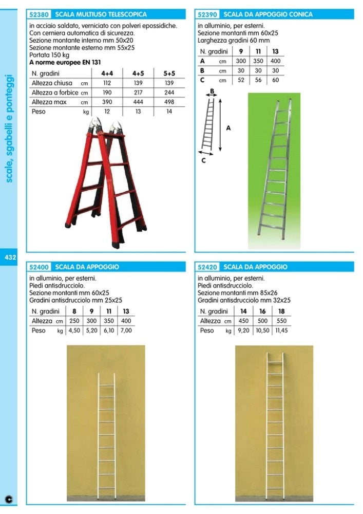1pz scala alluminio semplice 10 gradini 3,0 m cod:ferx.21332