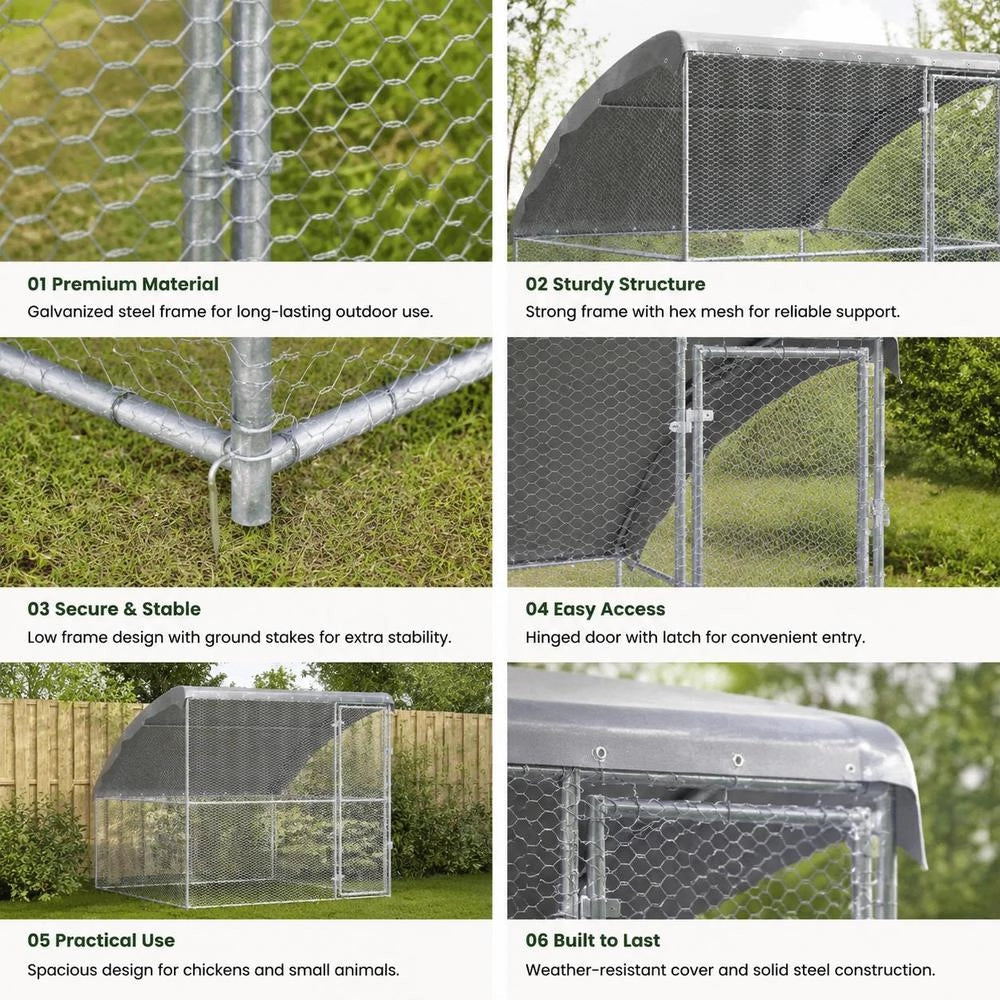 Gabbia Per Polli Argento 2 X 2 X 2 M Acciaio Zincato