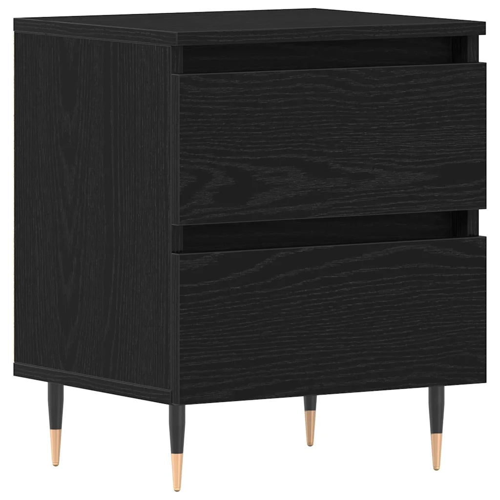 Comodino | Armadio da Notte | Mobiletto da notte Rovere Nero 40 x 35 x 50 cm Legno multistrato