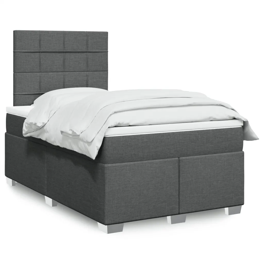 Giroletto a Molle con Materasso Grigio Scuro 120x190cm Tessuto
