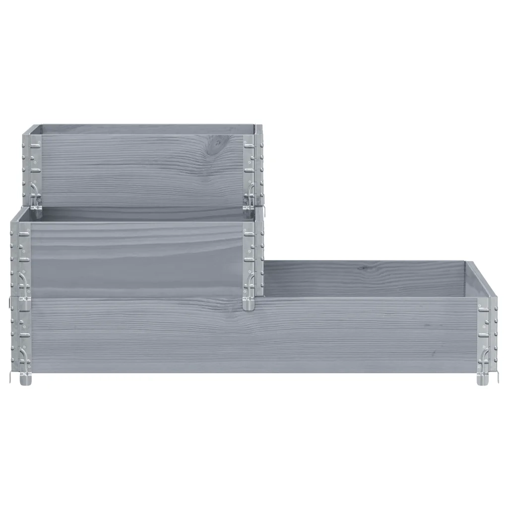 Fioriera | Cassetta per fiori | Vaso Rialzata a 3 Livelli Grigia 120x80 cm Legno di Pino