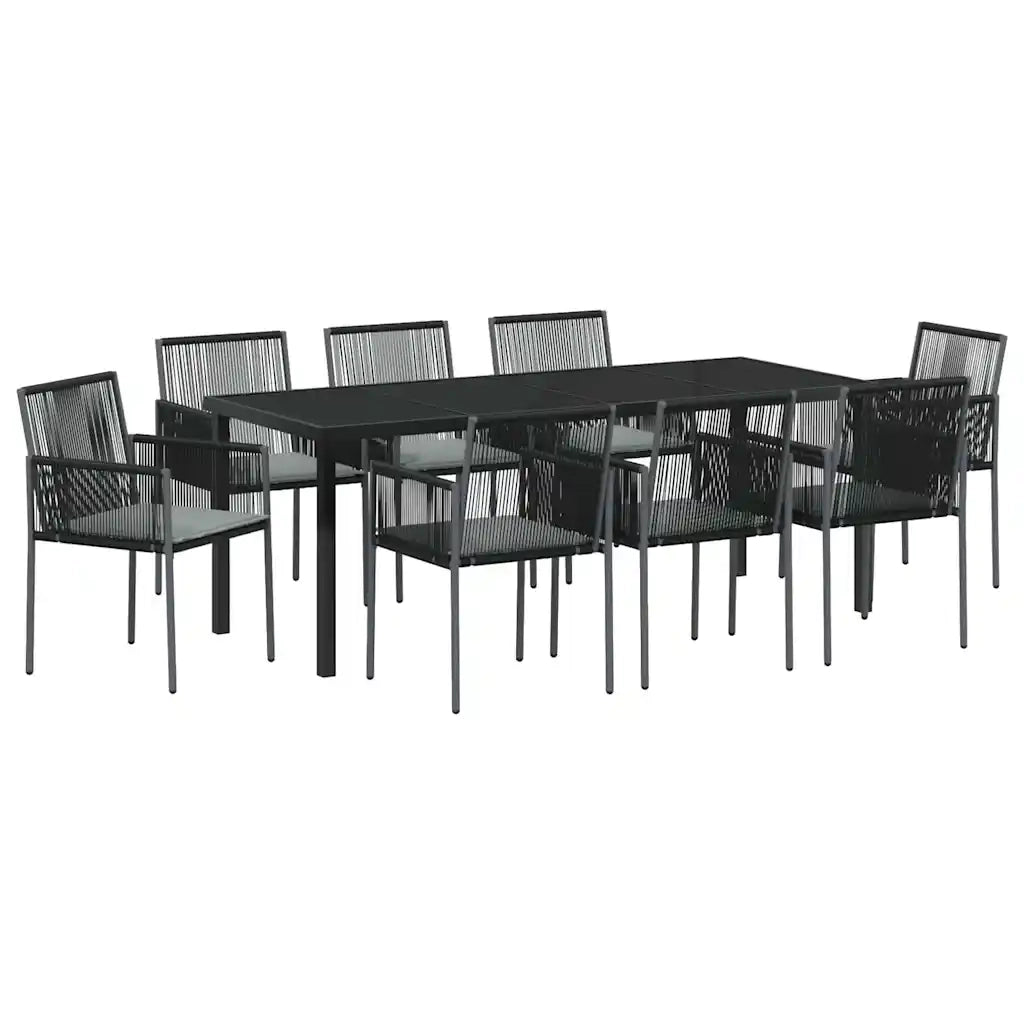 Set da Pranzo per Giardino 9 pcs Nero Rattan in PE 3379113