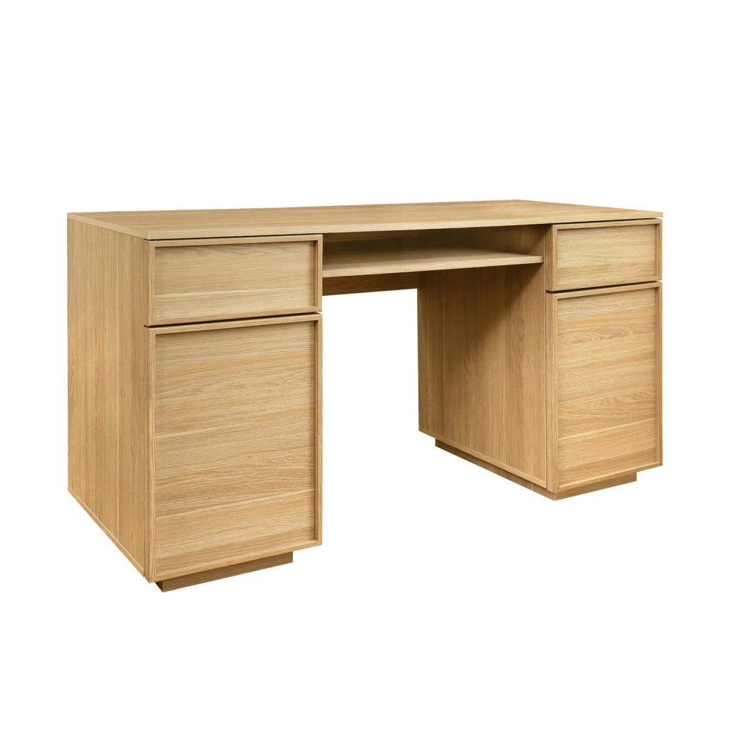 Scrivania effetto legno con 2 ante e 2 cassetti, 140cm, marrone