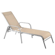 MA MAISON LETTINO PARADISE  ECRU RECLINABILE IN 4 POSIZIONI TESSUTO TEXTILENE 2X1 STRUTTURA IN ACCIAIO CON BRACCIOLI 193X65X102 CM