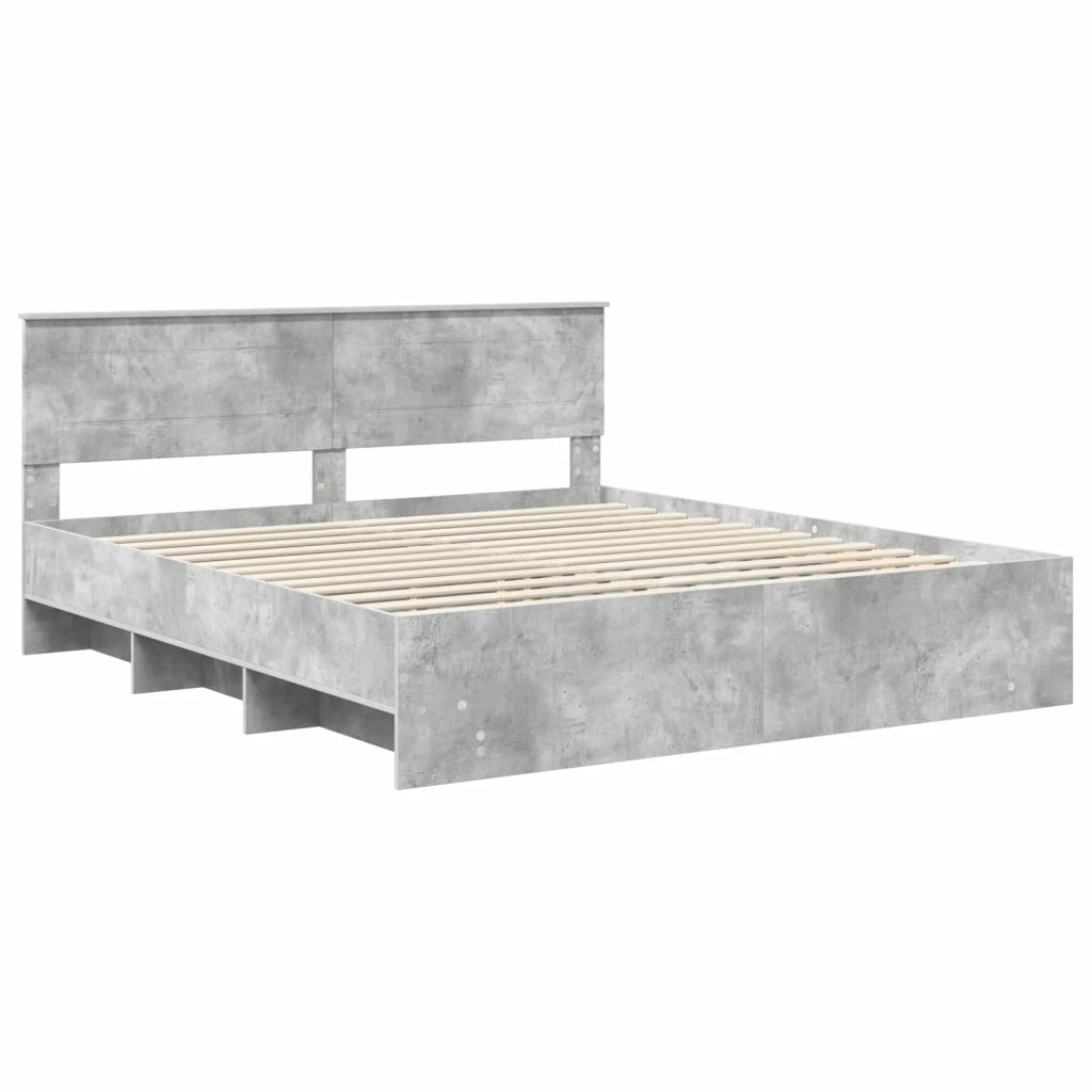 Struttura del letto con testiera Grigio cemento 200 x 200 cm