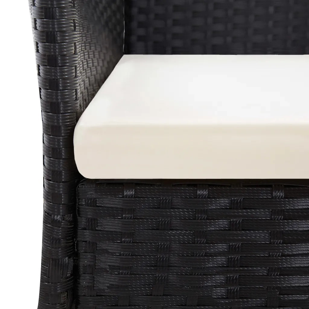 Set da Pranzo da Giardino 7 pz in Polyrattan e Acacia Nero cod mxl 55661
