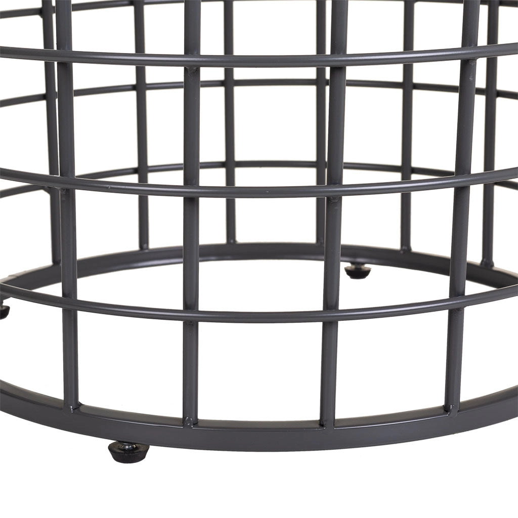 Tavolino in metallo nero e legno 44x44x45h