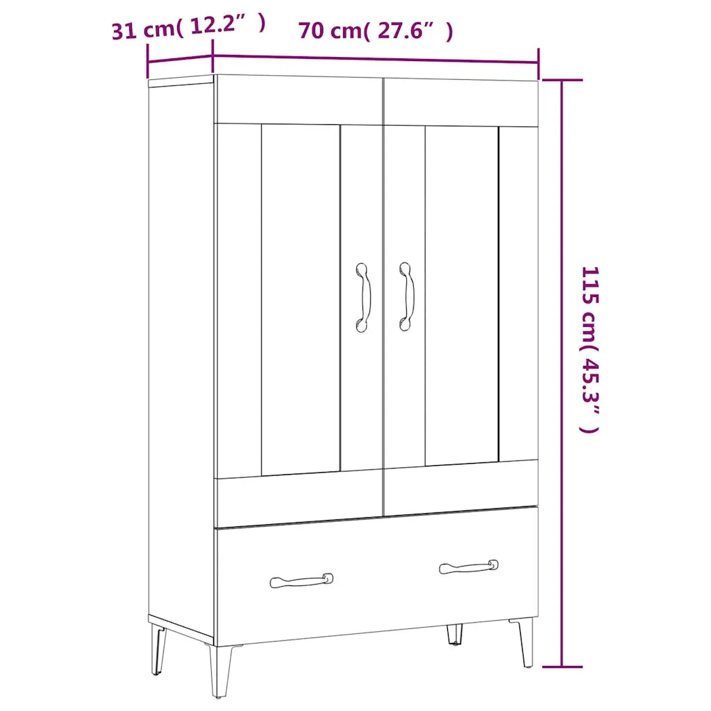 Credenza Grigio Cemento 70x31x115 cm in Legno Multistrato cod mxl 24742