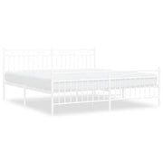 Letto matrimoniale | Letto per adulti | Giroletto con Testiera e Pediera Metallo Bianco 183x213 cm