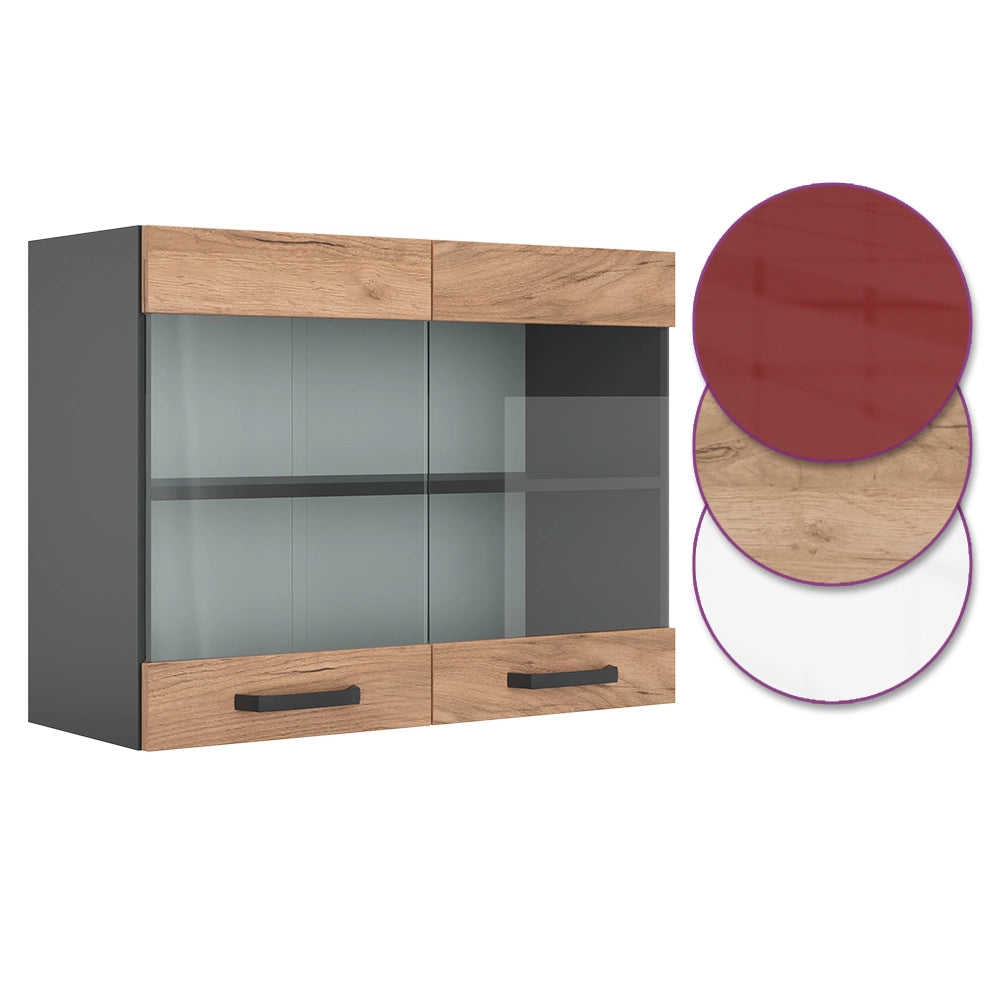 Vicco Mobile da cucina in vetro Quercia dorata 80 cm
