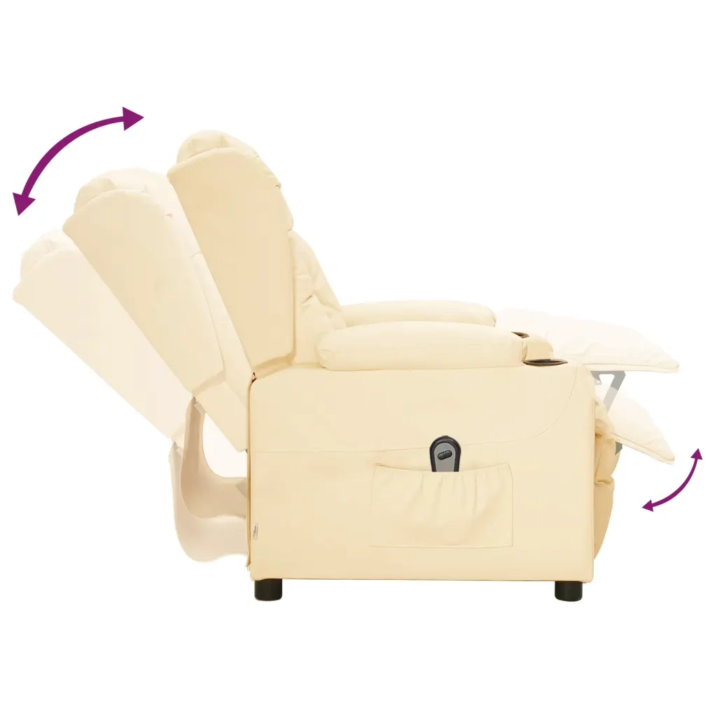 Poltrona Reclinabile Elettrica Crema in Similpelle