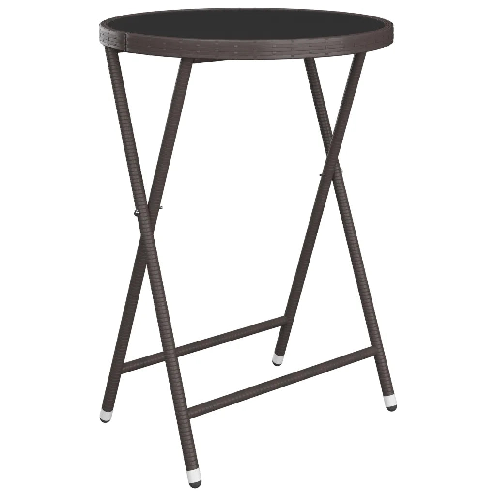 Set Bistrot Giardino 3 pz Polyrattan e Vetro Temperato Marrone 3058381