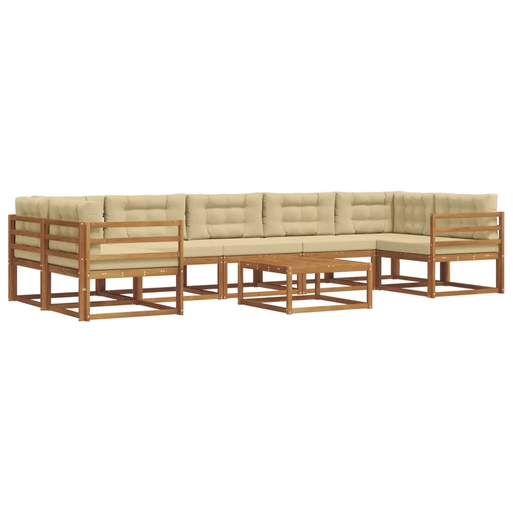 Set di divani da esterno con cuscino 8 pcs Naturale e Beige 3367321