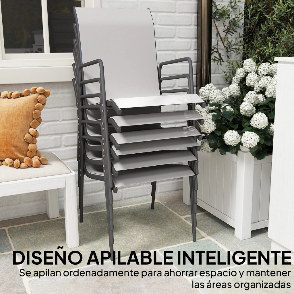 Sedia da giardino esterna impilabile con braccioli ¨C zephmum ¨C grigio