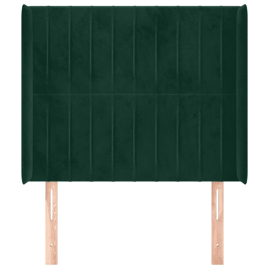 Testiera ad Orecchio Verde Scuro 103x16x118/128cm in Velluto 3119863