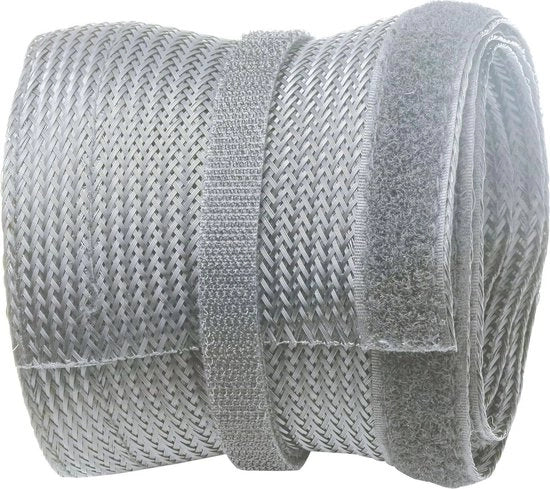 Cavo condotto grigio 200 cm lungo x 135 cm largo - Cordone elettrico chiuso con chiusura a clip - Gestione cavi