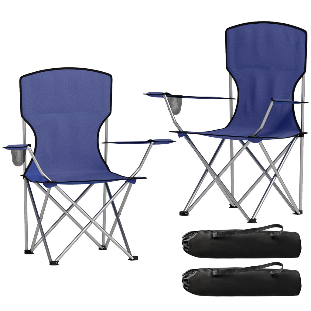 Sedia da Pranzo Pieghevole con Portabicchieri ¨C Zephmum ¨C Blu Scuro 88x57x97cm