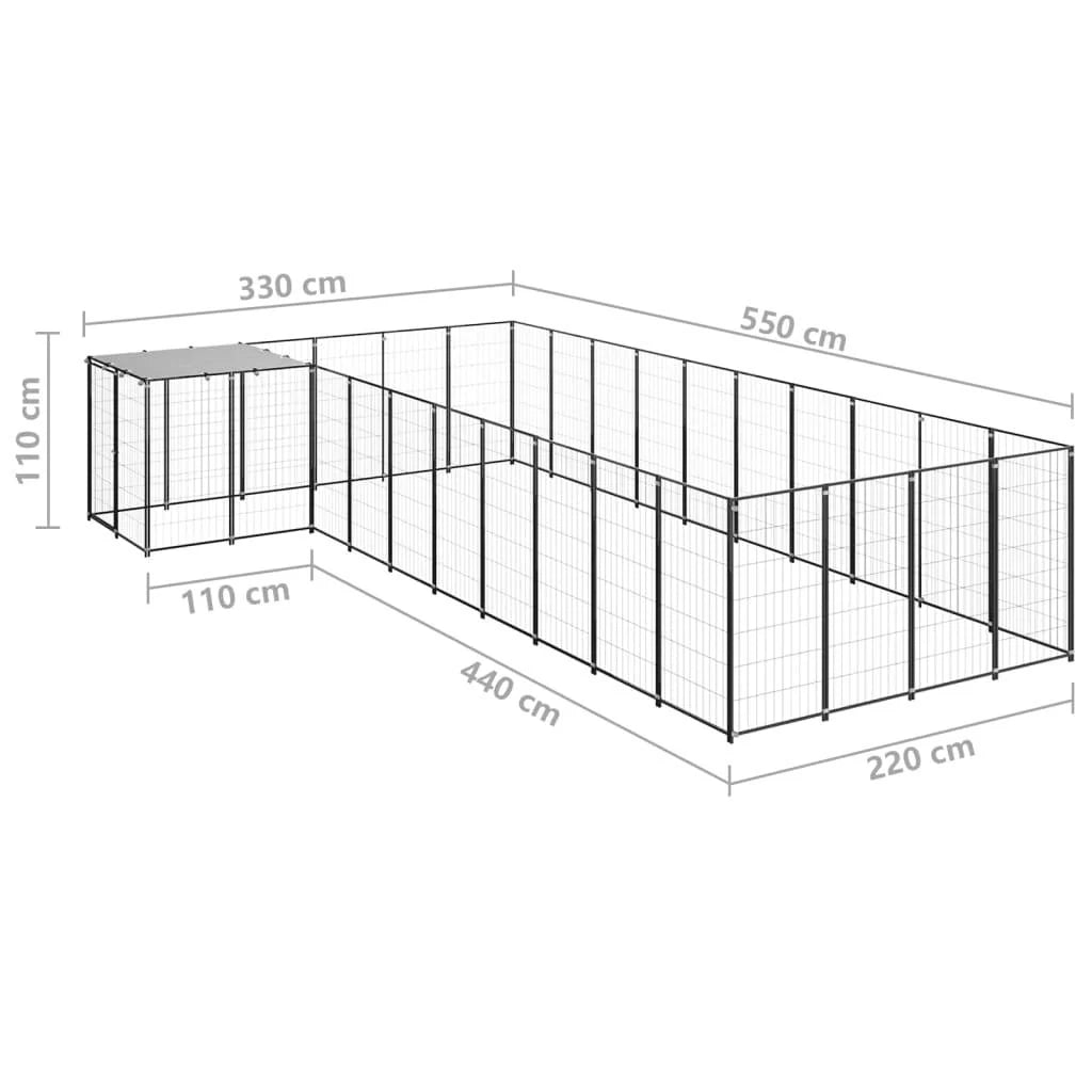 Recinto per animali da esterno per cani 13,31 m² 110 cm acciaio nero 02_0000494