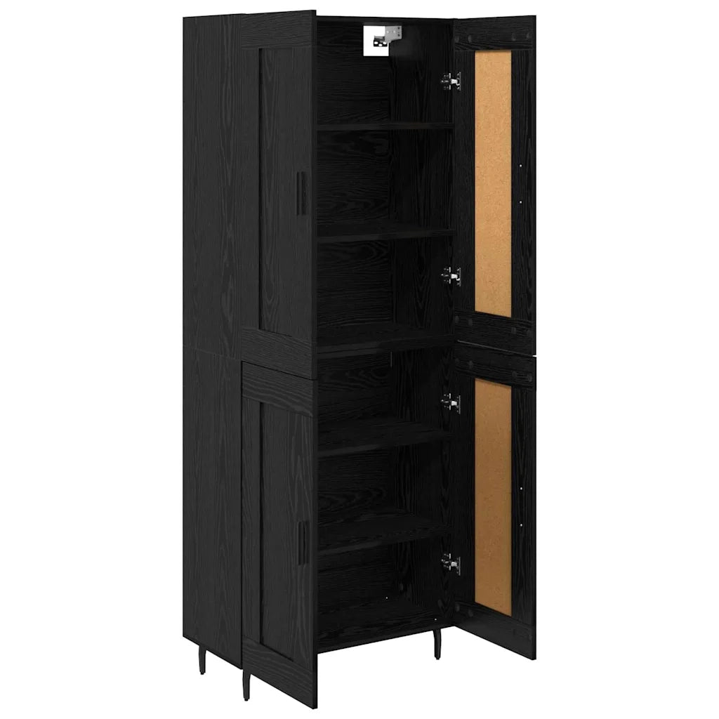 Credenza 2 pz-Set di 2 Buffet-Armadio da cucina Rovere Nero Legno Stratificato e Vetro 894978