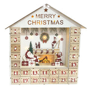 Calendario dell'Avvento 34x8x35 cm Casetta in Legno con Luci
